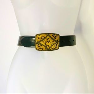Vintage Oscar De La Renta Fur and Leather Belt